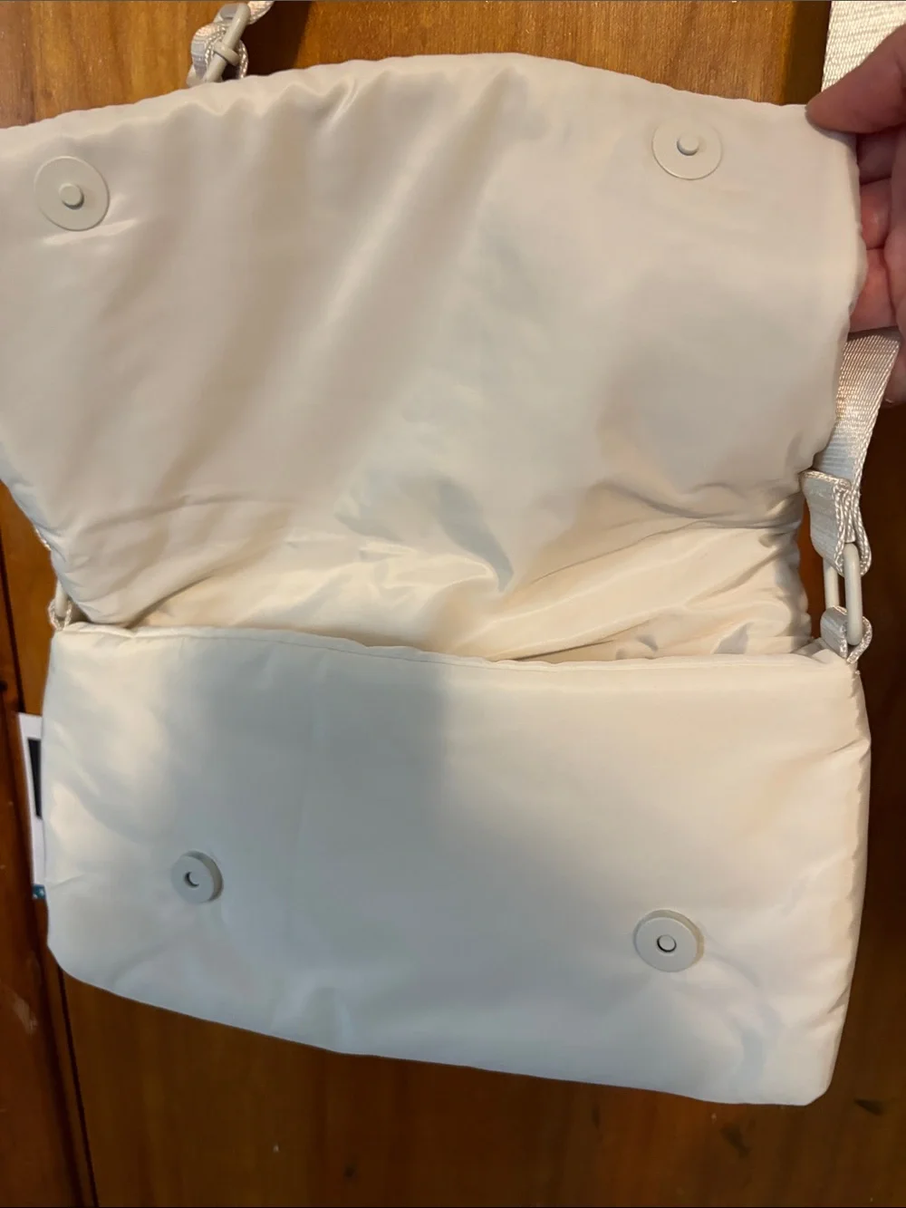 NWT Live In Style Woven Quilted Crossbody Bag - Cream